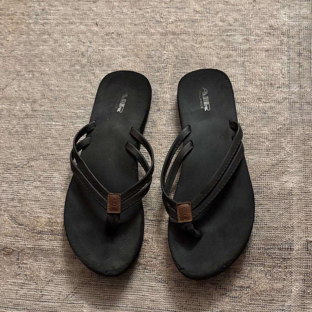 Air Balance Black Sandals with Brown Detail